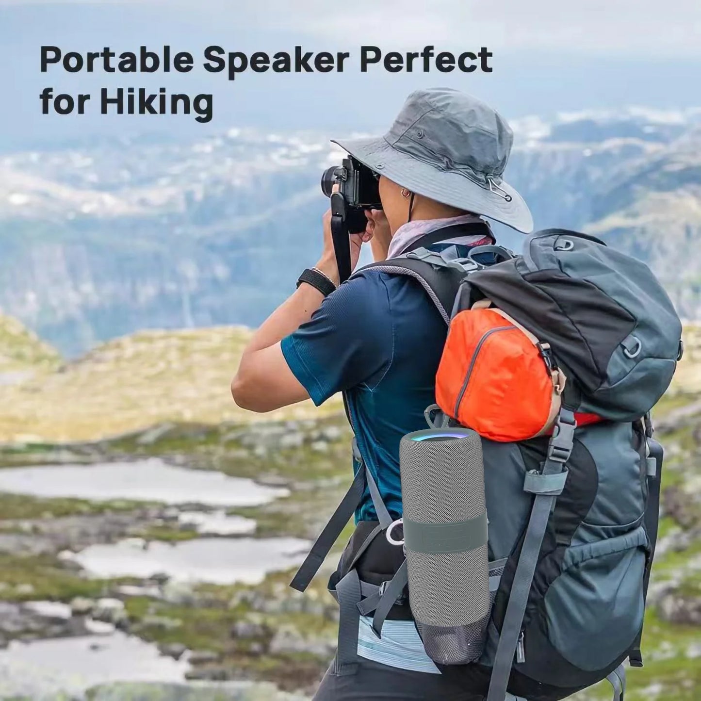 Portable Bluetooth Speaker with Deep Bass Basser, Wireless Stereo Sound Bluetooth Speaker with 5.3,IP67 Waterproof,Tws Pairing for Home Party Outdoor(Gray)